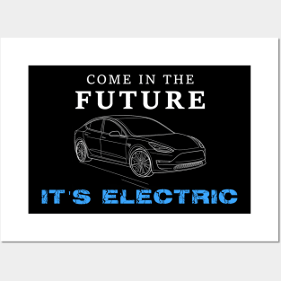 Electric car Posters and Art